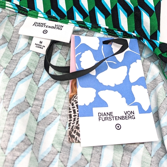 Diane Von Furstenberg Target DVF Longsleeve Midi Arrow Geo Green Wrap Dress Med. - Picture 8 of 10